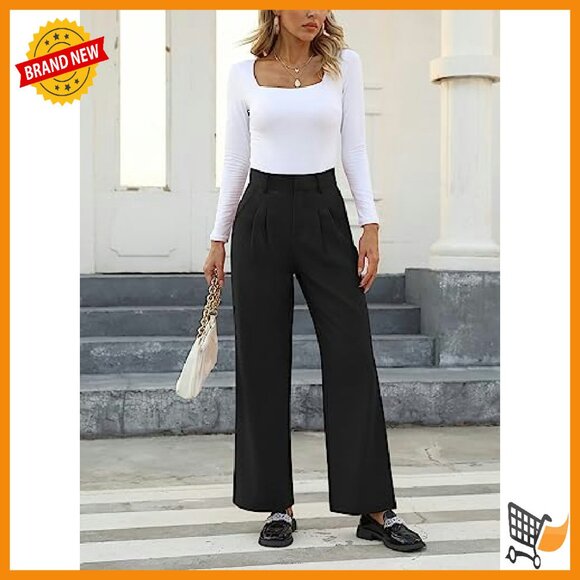 High Waisted Work Pants Business Casual Office Trousers with Pockets - Picture 6 of 8